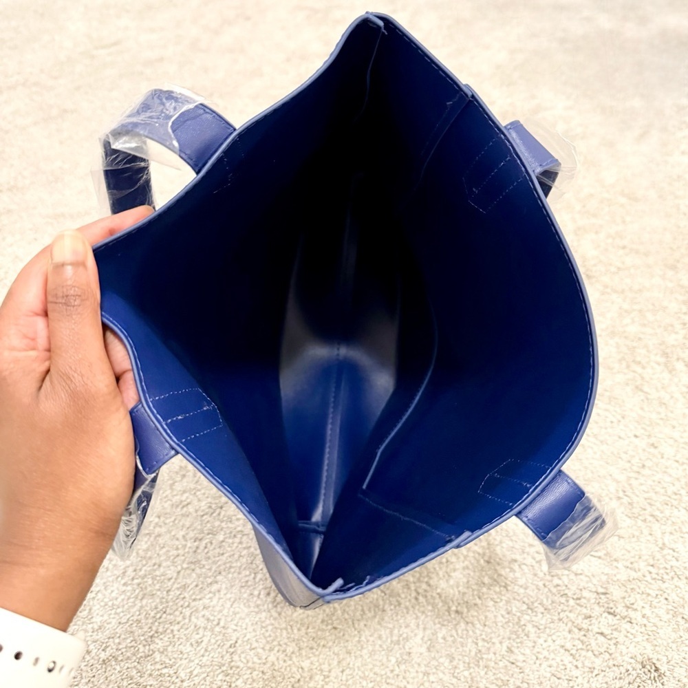 Blue Tote Bag NWT Minimalist Work Office Shoulder Bag - Picture 5 of 5